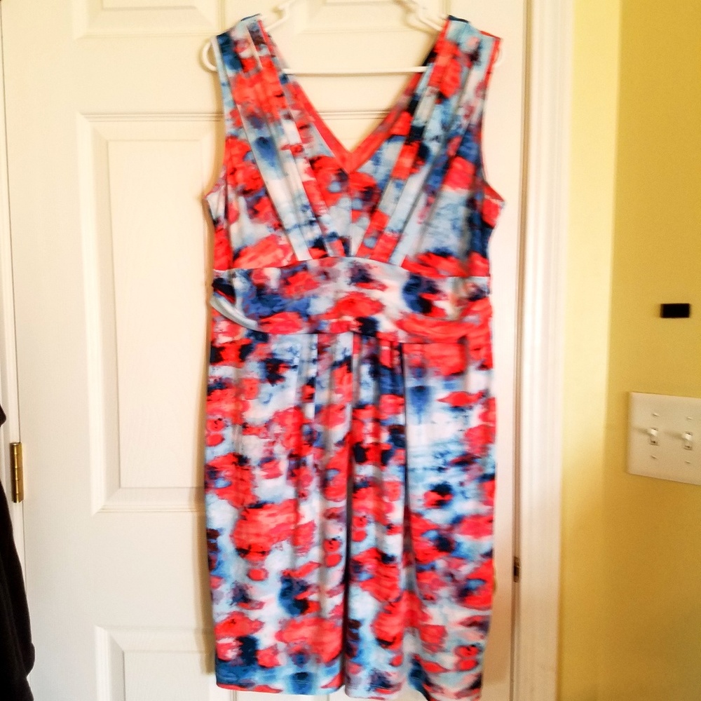 Beautiful Colorful Dress Blue & Coral NWOT Size XL